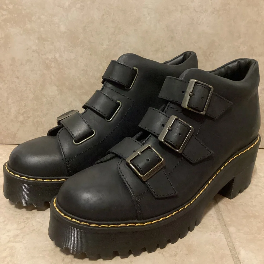Black Dr Martens Coppola Women's Buckle Strap Ankle Boots